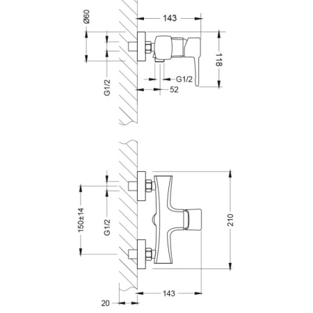 смеситель для душа lemark evitta lm0503c хром