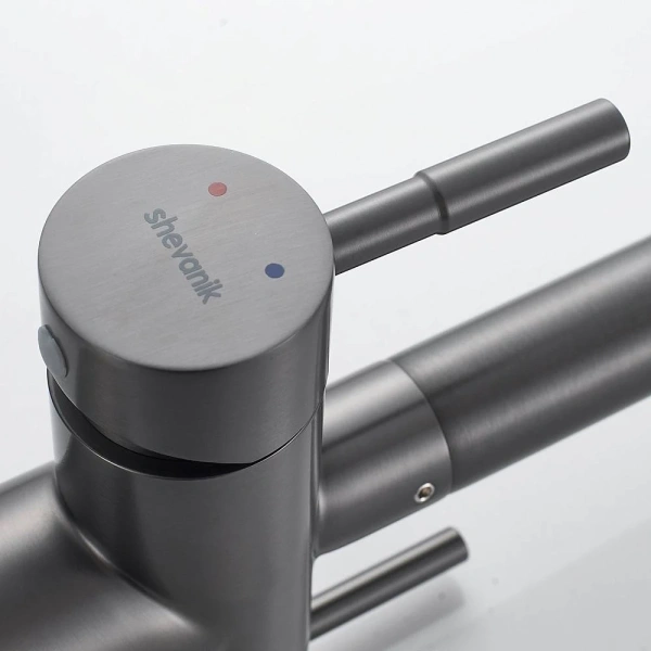 смеситель для кухни shevanik s468t с подключением к фильтру, оружейная сталь