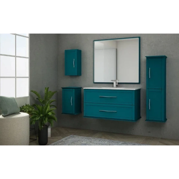 зеркало cezares tiffany 45048 98x90 см, с led-подсветкой, антизапотеванием, blu petrolio