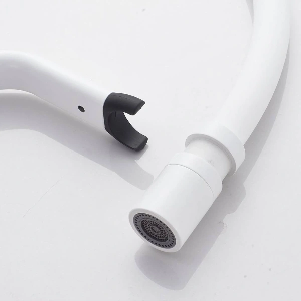 смеситель для кухни shevanik s343c-1 с гибким изливом, белый