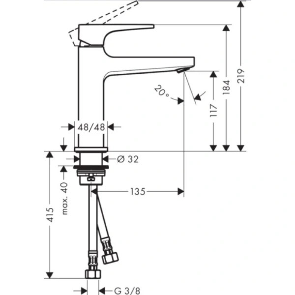 смеситель для раковины с донным клапаном hansgrohe metropol 32507000