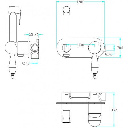 гигиенический душ со смесителем boheme imperiale 425-sw золото