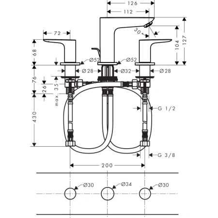 смеситель для раковины с донным клапаном hansgrohe talis e 71733140