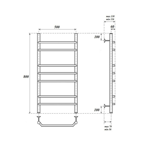 полотенцесушитель point венера п7 pn07158 водяной, 50x80 см, хром