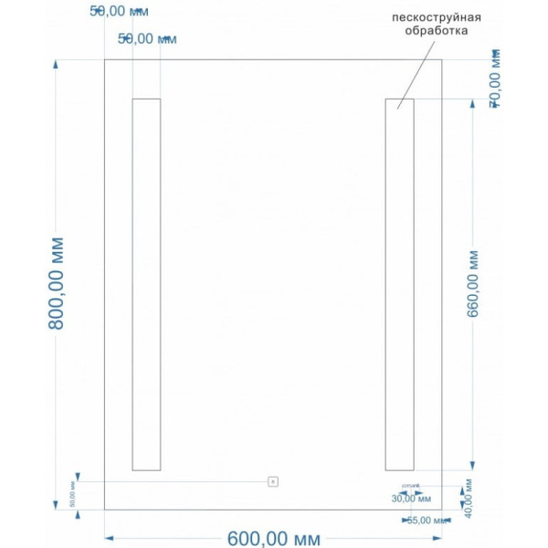 зеркало 60х80 см cersanit base lu-led020*60-b-os