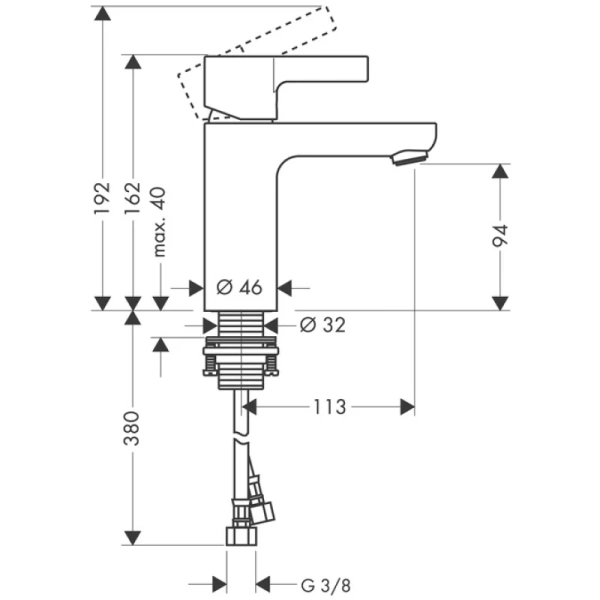 смеситель для раковины без донного клапана hansgrohe metris s 31068000