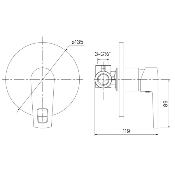 смеситель для душа iddis runo runsb00i66 с внутренней частью,