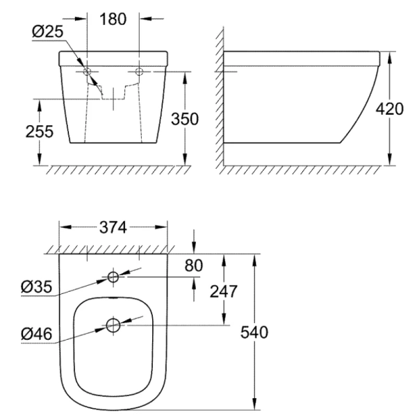 подвесное биде grohe euro ceramic 39208000