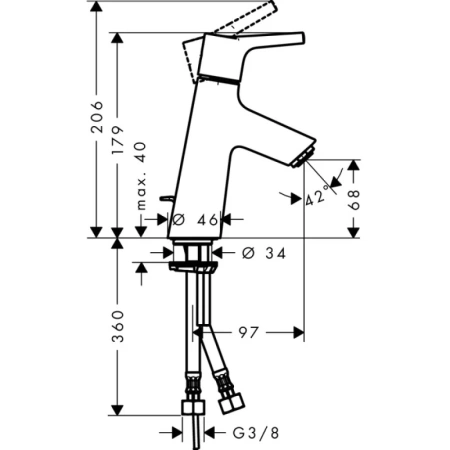 смеситель для раковины 80 с донным клапаном hansgrohe talis s 72010000