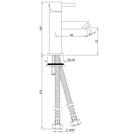 смеситель для раковины без донного клапана jaquar kubix-f kub-chr-35025b