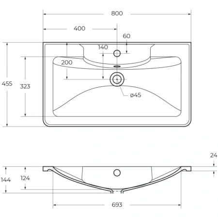 раковина belbagno 80 bb800/455-lv-art-alr-nero черная матовая