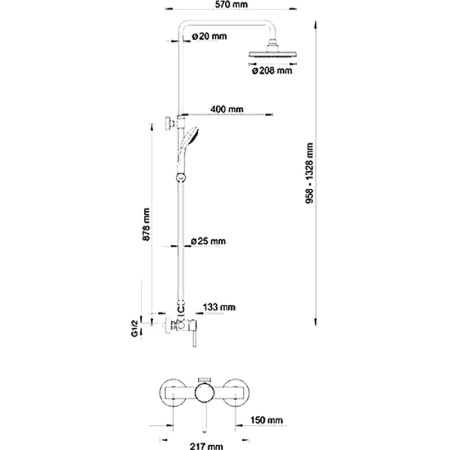 душевая система wasserkraft a12202 цвет хром