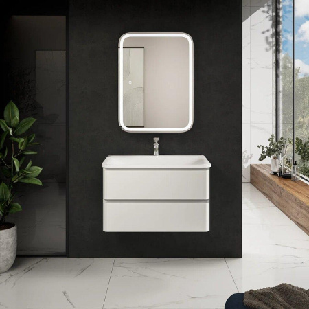 Тумба под раковину AQUAme S4 80 AQM900480WH подвесная цвет Белый глянцевый